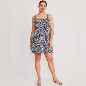 Old Navy Fit & Flare Cami Mini Dress Blue Floral Size Extra Large Tall